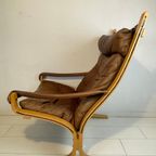 Beauty! Lederen Westnofa Ingmar Relling Siësta Fauteuil. Vintage Design Klassieker. Bentwood. thumbnail 2