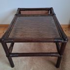 Vintage Rotan Salontafel Met Glasplaat En Lectuurbak thumbnail 8