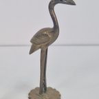 2 Vintage Messing Flamingo Kraanvogel '70 Regency Goud Brass thumbnail 6