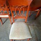 Klassieke Engelse Ronde / Ovale Uitschuifbare Eettafel Met 6st Eetkamerstoelen Kersenhout Afm. 120x120165/210 Cm En 79cm Hoog thumbnail 8