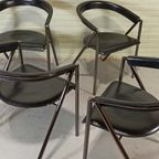 Set Van 4 Vintage Giannina Leren Stoelen, Arrben Italy thumbnail 17