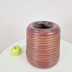 Vintage Aardewerk Geribbelde Cilinder Bloempot Vaas Pot '60 thumbnail 4
