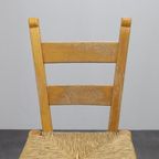 Set Of 4 Bar Stools In Solid Oak And Rattan, 1970s thumbnail 9