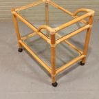 Vintage Boho Bamboe En Glas Trolley Barcart Serveerwagen thumbnail 3