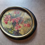 Antieke Ovale Lijst Met Prent Bloemen Schilderij Met Druk thumbnail 4