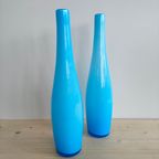 Lichtblauwe Set Vazen Slanke Flesvorm thumbnail 5