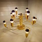 Design Plafondlamp/Kroonluchter Van Messing, Jaren 70 thumbnail 3