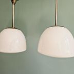 Art Deco Hanglamp In Wit Opaline (4 Stuks Beschikbaar) thumbnail 4