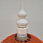 Poolse Vintage Oranje Rieten Lamp. Hanglamp Rotan. thumbnail 5
