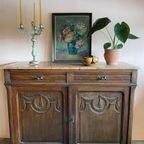 Vintage Houten Commode Met Terrakleurig Marmeren Blad thumbnail 2