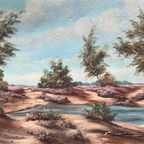 Landschap "Bloeiende Heide". Olieverf Op Doek. thumbnail 6