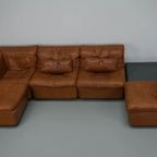 Vintage Cognac Leren Modulaire Hoekbank Van <<<brand>>>, Duitsland 1970 thumbnail 11