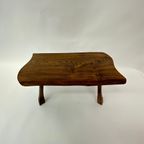 Brutalist Solid Wood Side Table, 1970’S thumbnail 7