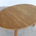 Brutalist Ovale Eettafel | Vintage Tafel | Eiken | Verlengbaar thumbnail 5