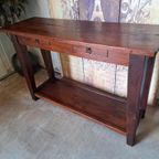 Koloniaal Teakhouten Sidetable, Wandconsole, Haltafel thumbnail 2