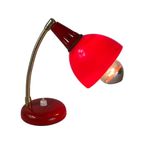 Vintage - Red Desklamp - Unknown Design - Brass Neck thumbnail 2