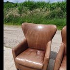 Set 2X Oorfauteuil Bruin Leer - Machalke thumbnail 6