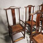 6 X Vintage Oriental Asian Chinese Brown Tallback Yokeback Side Chairs. 2 X Armchair / 4 X Withou thumbnail 7