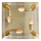 Mid-century Vierkante Kroonluchter Glas Messing Hollywood Regency 1970’s thumbnail 9
