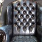 Blauwe Chesterfield Barrelback Fauteuil thumbnail 14