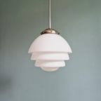 Art Deco Hanglamp In Witte Opaline, Jaren 1920-30 thumbnail 4