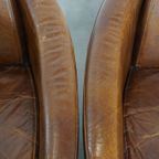 Set Van 2 Unieke En Comfortabele Bruine Rundleren Aviator Design Fauteuils/ Armchairs thumbnail 9