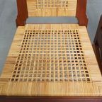 Unieke Set Van 6 Houten Art Deco Design Eetkamerstoelen Met Een Rieten Zitting En Rugleuning thumbnail 8