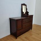 Vintage Dressoir Commode Ladekast Make-up Kast Badkamerkast Met Marmer Blad thumbnail 3