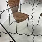 Setprijs 5 Vintage Frederick Weinberg Rotan Ijzer Stoelen thumbnail 3