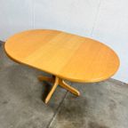 Vintage Ronde Uitschuifbare Eettafel, Licht Eiken. thumbnail 4