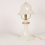 Murano - Opaline - Glasdesign - Tafellamp - Paddenstoel Lamp - Hand Geblazen - 80'S thumbnail 5