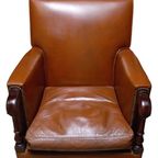 Cognac Kleurige Lederen Armzetel In Mahoniehout thumbnail 10