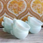 Franse Vintage Opaline Koffiekopjes (set Van 9), Jaren '30, Art Deco, Duck Egg Blue thumbnail 10