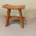 Vintage Japandi Stijl Houten Kruk thumbnail 4
