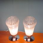 Set Van 2 Tafellampen Murano Italië Bedlampjes Lampen Lamp thumbnail 9