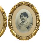 Koppel Antieke Portretten Ovale Lijsten Bladgoud Ca 1900 thumbnail 11