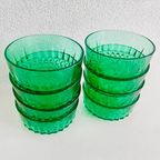 Set Smaragd Groene Glazen Arcoroc Schaaltjes 1960’s thumbnail 4