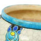 Polychrome Bloempot Vaas Catteau Boch Keramis Art Deco Ca. 1922 thumbnail 11