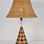Vintage Conische Tafellamp Plexiglas Keramiek Rotan Regency thumbnail 5