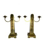 Set Van 2 Messing Art Nouveau Kandelaar, Rond 1910 thumbnail 2