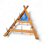 Wooden Wall Coat Rack / Triangular Shape / Triangle Mirror At The Top / 1960s thumbnail 7