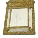 Antieke Kussenspiegel Repousse Spiegel Facet Frankrijk 19de Eeuw thumbnail 4