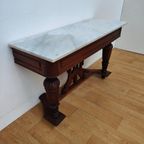 Antieke Franse Sidetable, Haltafel, Bijzettafel Wandconsole Marmer Blad thumbnail 14