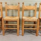 Set Van 4 Vintage Charles Dudouyt Stijl Eetkamerstoelen thumbnail 15