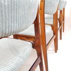 8 Deense Erik Buch Stoelen Lichtblauwe Rib Diner Chairs thumbnail 4