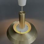 Metal Hanging Lamp Veb Brass Color And White 1960S thumbnail 12
