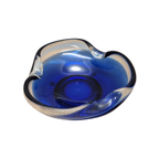 Blauw Glazen Murano Schaaltje Op Metalen Schotel thumbnail 4