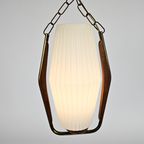 Scandinavisch Design - Vintage- Teak - Messing - Melkglas - Hanglamp - 60'S thumbnail 9