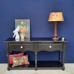 Zwarte Grenen Vintage Sidetable, Landelijke Houten Tafel thumbnail 2