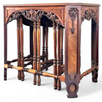Art Deco / Nesting Table 3 X / Attributed To Maison Franck / Inlaid Tortoiseshell Top / 1920 thumbnail 2